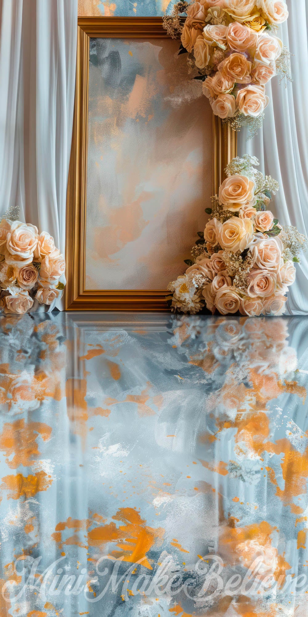 Kate Sweep Mur-à-Sol Fleurs Cadre Rideaux Art Toile de fond conçue par Mini MakeBelieve - Kate Backdrop FR