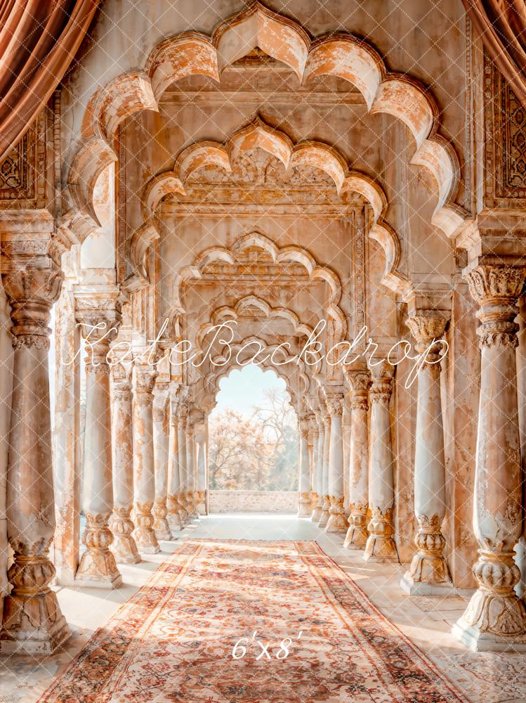 Kate Rétro Art Rouge-marron Arche Couloir Palais Toile de fond conçue par Emetselch - Kate Backdrop FR