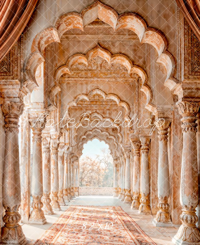 Kate Rétro Art Rouge-marron Arche Couloir Palais Toile de fond conçue par Emetselch - Kate Backdrop FR