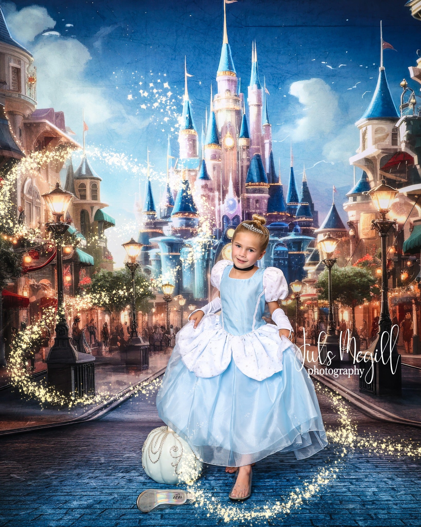 Kate Sweep Mur-à-Sol Royaume Magique Princesse Château Toile de fond conçue par Lidia Redekopp - Kate Backdrop FR