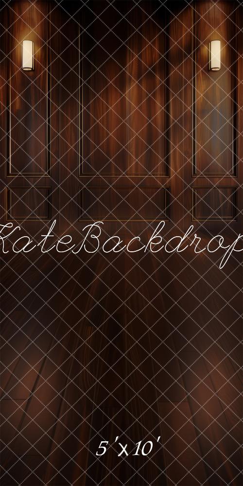 Kate Sweep Mur-à-Sol Boudoir Marron foncé Bois Toile de fond conçue par Mini MakeBelieve - Kate Backdrop FR