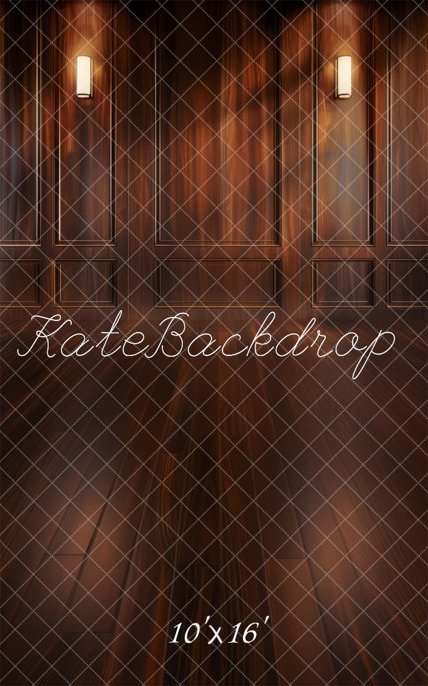Kate Sweep Mur-à-Sol Boudoir Marron foncé Bois Toile de fond conçue par Mini MakeBelieve - Kate Backdrop FR