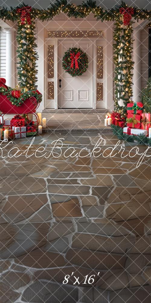 Kate Sweep Mur-à-Sol Classique Noël Extérieur Pavé Toile de fond conçue par Mini MakeBelieve - Kate Backdrop FR
