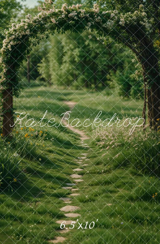 Kate Printemps Forêt Arche Jardin Chemin Vert Toile de fond conçue par Emetselch - Kate Backdrop FR