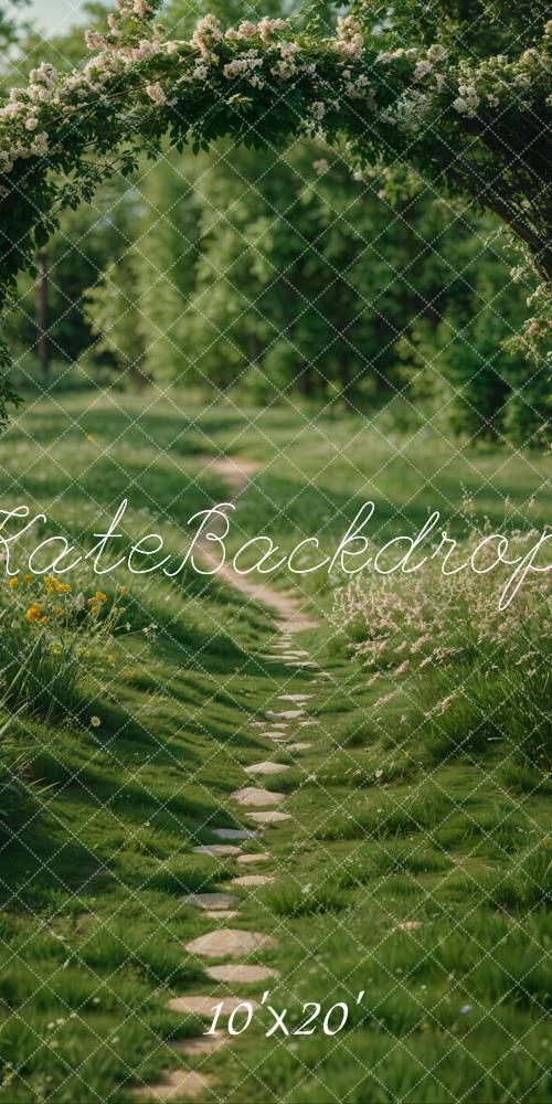 Kate Printemps Forêt Arche Jardin Chemin Vert Toile de fond conçue par Emetselch - Kate Backdrop FR