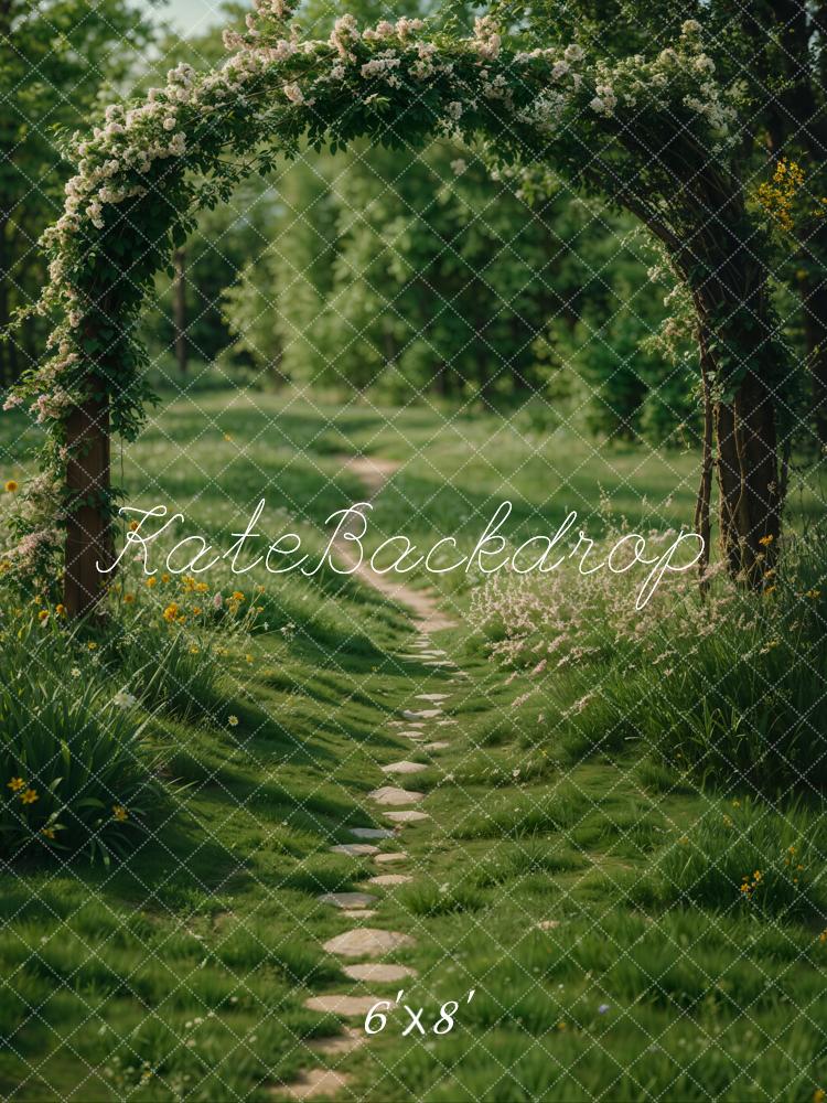 Kate Printemps Forêt Arche Jardin Chemin Vert Toile de fond conçue par Emetselch - Kate Backdrop FR