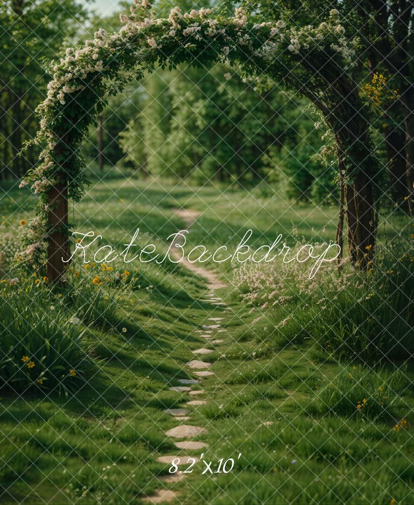 Kate Printemps Forêt Arche Jardin Chemin Vert Toile de fond conçue par Emetselch - Kate Backdrop FR