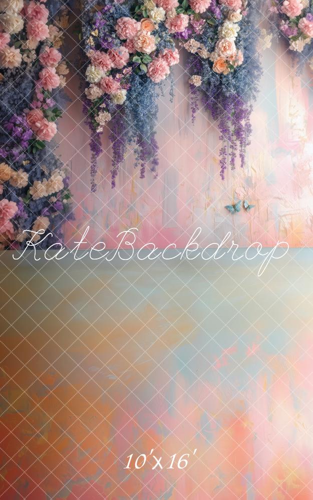Kate Sweep Mur-à-Sol Glycine Romantique Fleurs Toile de fond conçue par Patty Roberts - Kate Backdrop FR