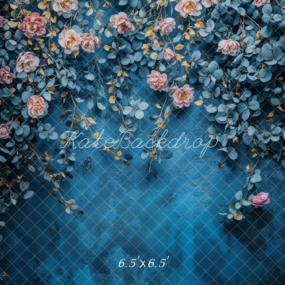 Kate Beaux-arts Fleurs Bleu Vintage Toile de fond conçue par Emetselch - Kate Backdrop FR