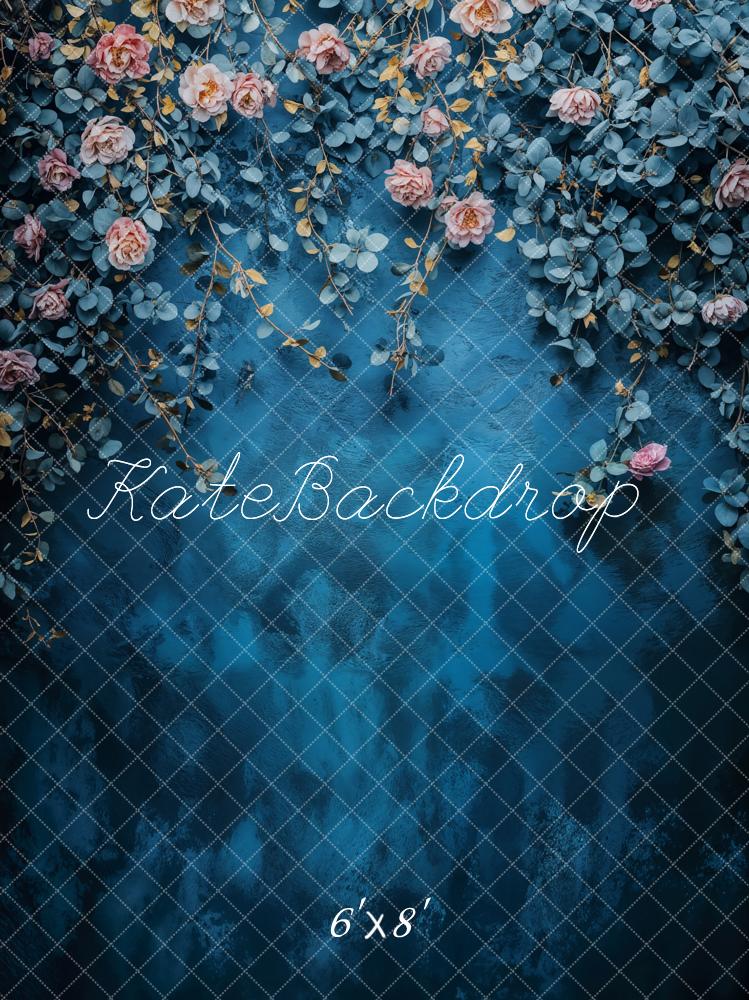Kate Beaux-arts Fleurs Bleu Vintage Toile de fond conçue par Emetselch - Kate Backdrop FR
