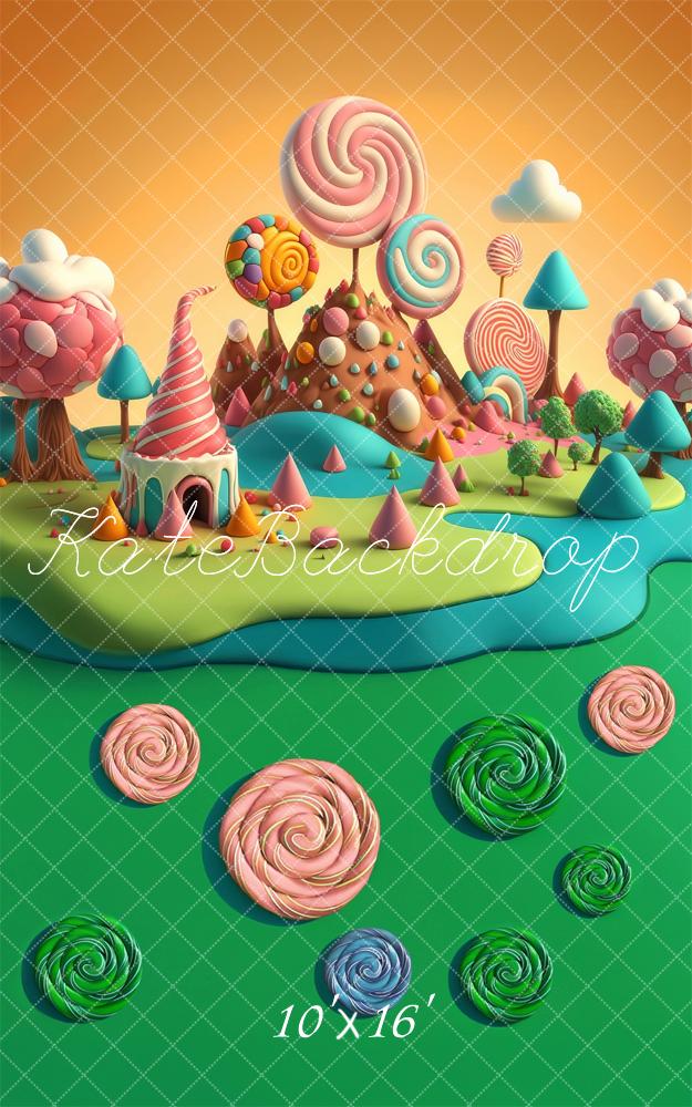 Kate Sweep Mur-à-Sol Monde des bonbons Enfant Toile de fond conçue par Laura Bybee - Kate Backdrop FR