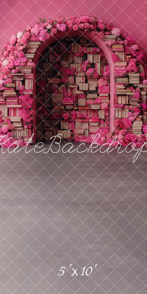 Kate Sweep Mur-à-Sol Saint-Valentin Bibliothèque Rose Toile de fond conçue par Patty Roberts - Kate Backdrop FR