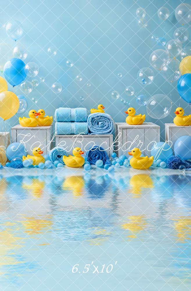 Kate Cake Smash Canard Ballon Douche Bulles Toile de fond conçue par Emetselch - Kate Backdrop FR
