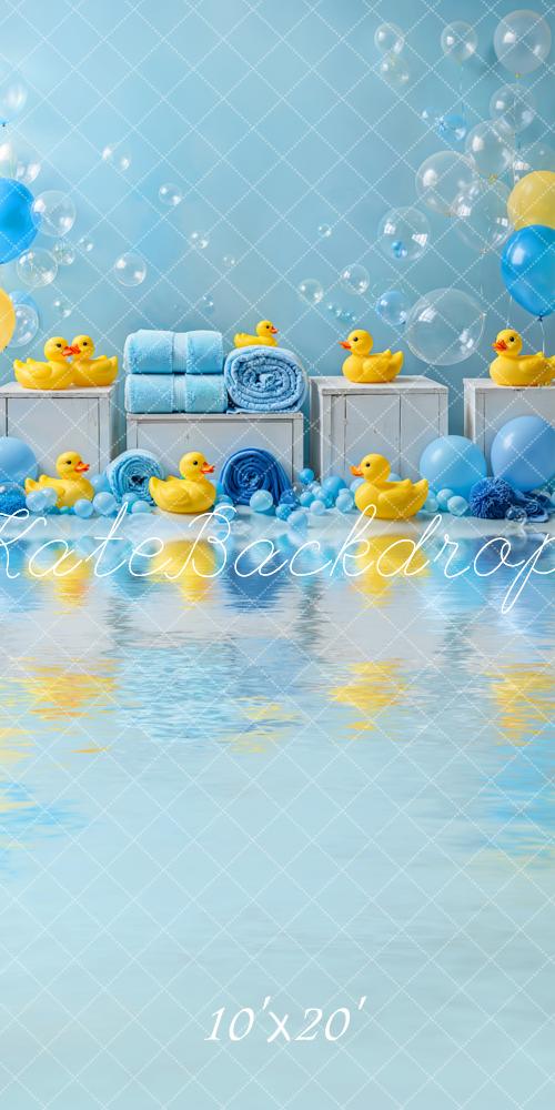 Kate Cake Smash Canard Ballon Douche Bulles Toile de fond conçue par Emetselch - Kate Backdrop FR