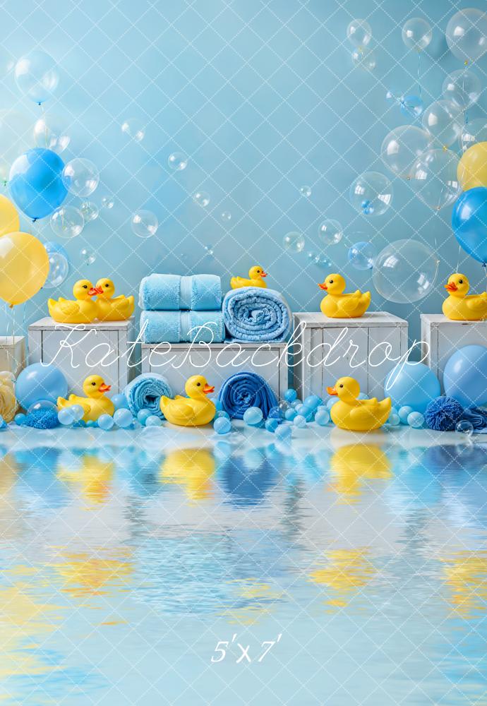 Kate Cake Smash Canard Ballon Douche Bulles Toile de fond conçue par Emetselch - Kate Backdrop FR