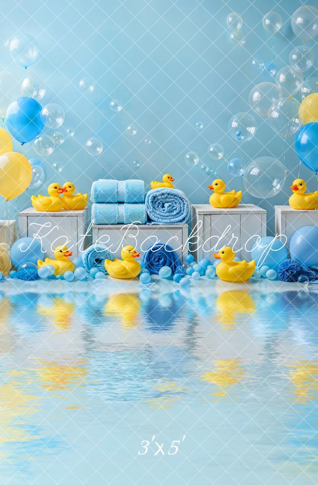 Kate Cake Smash Canard Ballon Douche Bulles Toile de fond conçue par Emetselch - Kate Backdrop FR