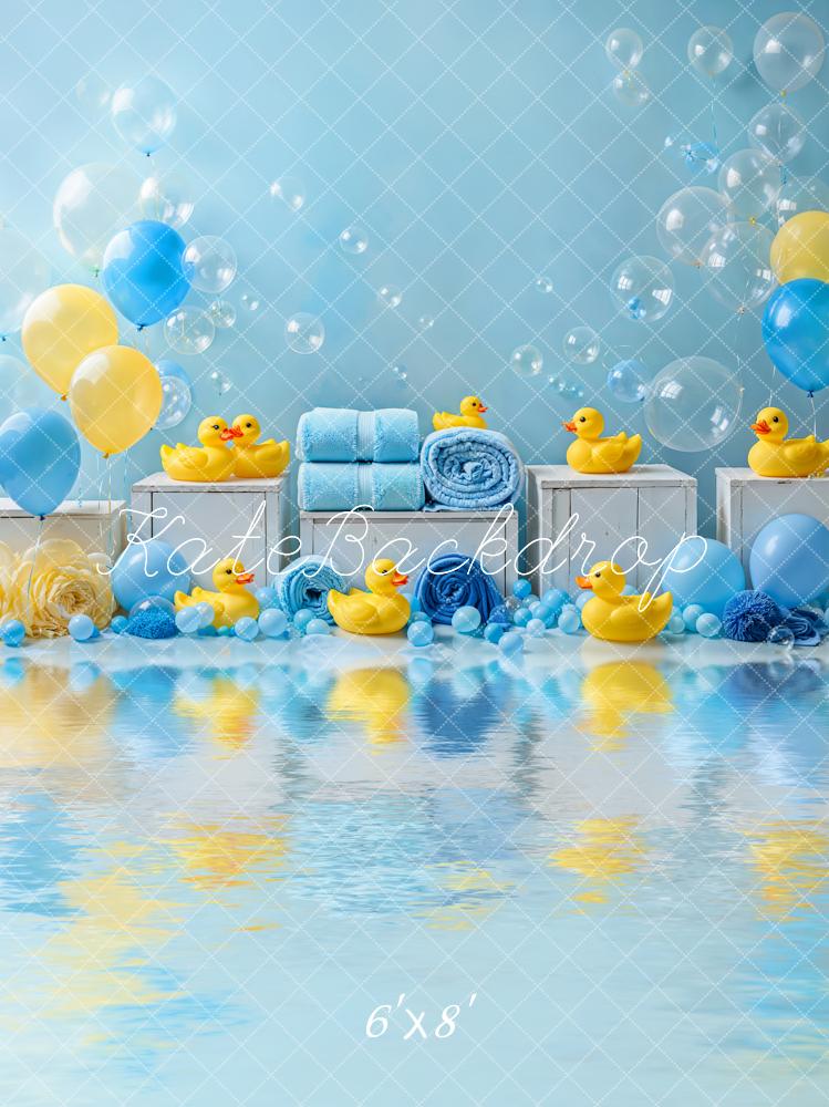 Kate Cake Smash Canard Ballon Douche Bulles Toile de fond conçue par Emetselch - Kate Backdrop FR
