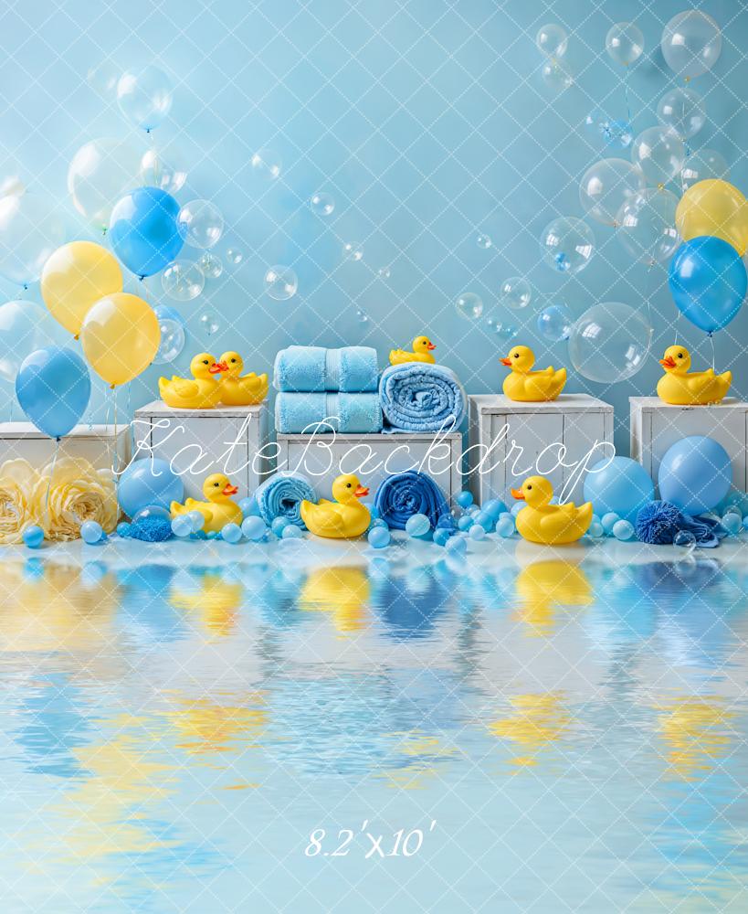Kate Cake Smash Canard Ballon Douche Bulles Toile de fond conçue par Emetselch - Kate Backdrop FR