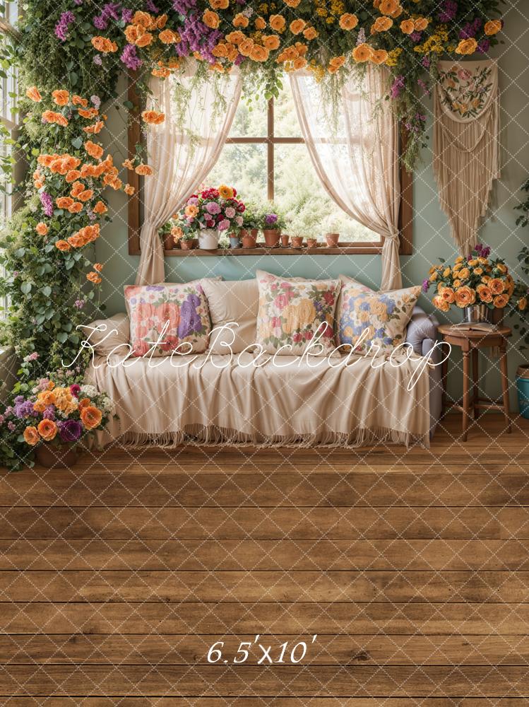 Kate Printemps Fleurs Fenêtre Canapé Toile de fond conçue par Emetselch - Kate Backdrop FR