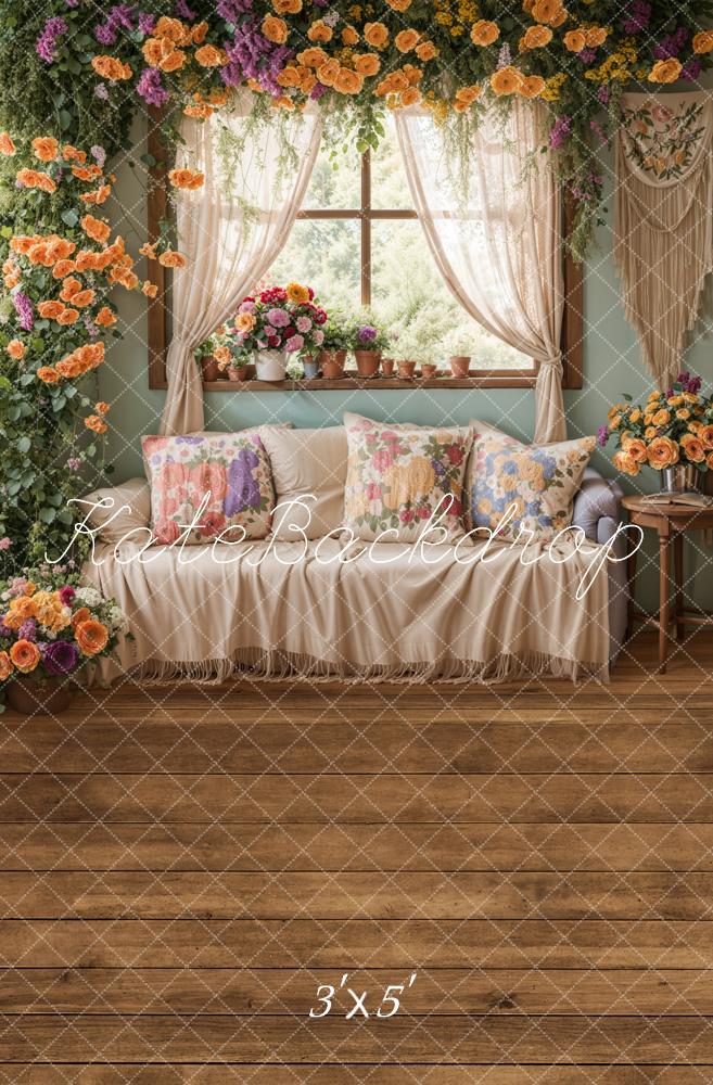 Kate Printemps Fleurs Fenêtre Canapé Toile de fond conçue par Emetselch - Kate Backdrop FR