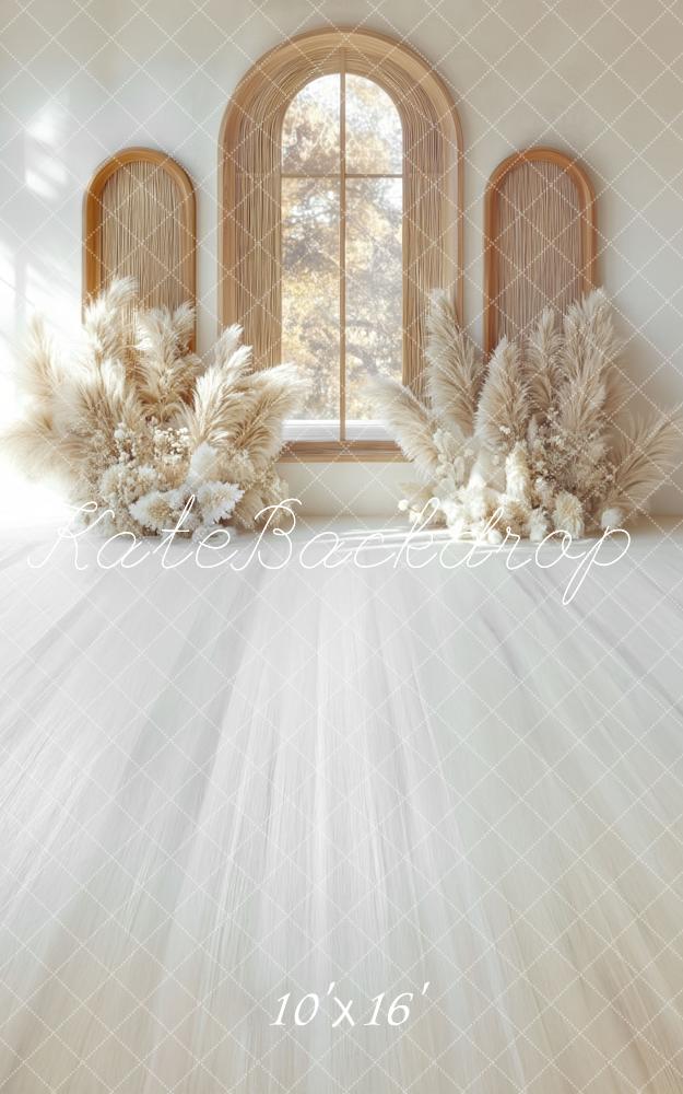 Kate Sweep Mur-à-Sol Bohème Fenêtre Herbe des Pampas Toile de fond conçue par Mini MakeBelieve - Kate Backdrop FR