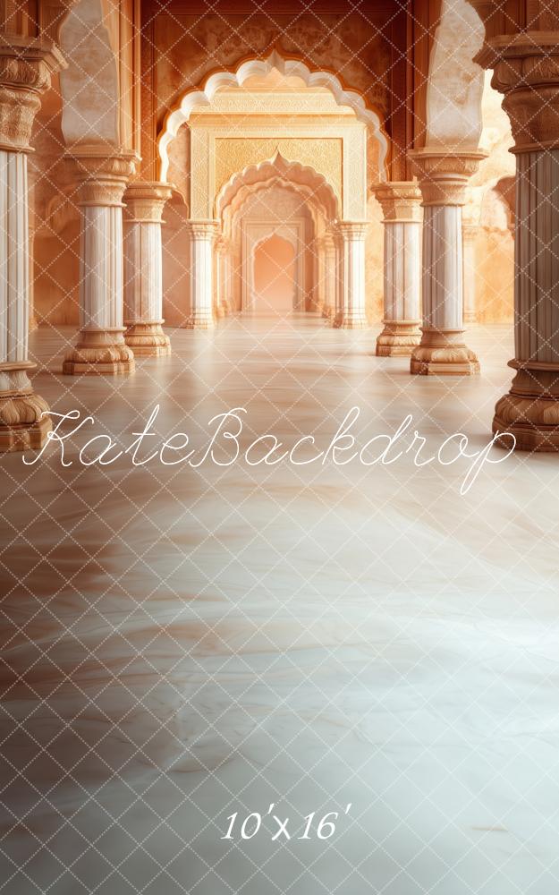 Kate Sweep Mur-à-Sol Palais Couloir Marbre Arches Toile de fond conçue par Patty Roberts - Kate Backdrop FR