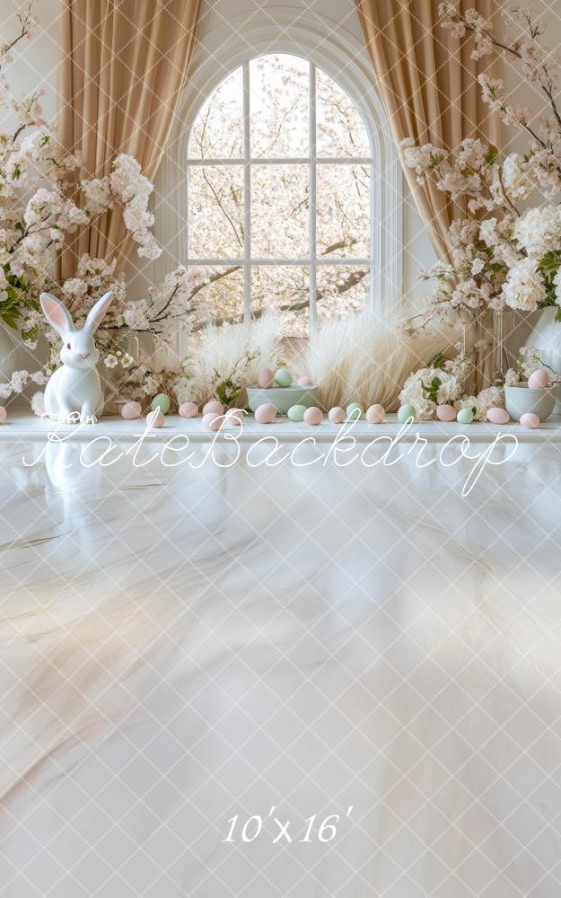 Kate Sweep Mur-à-Sol Pâques Lapin Fleurs Fenêtre Blanc Toile de fond conçue par Mini MakeBelieve - Kate Backdrop FR