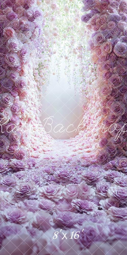 Kate Sweep Mur-à-Sol Mur de Fleurs Roses Violet Rose Toile de fond conçue par Emetselch - Kate Backdrop FR