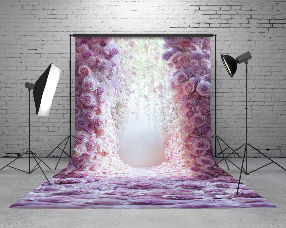 Kate Sweep Mur-à-Sol Mur de Fleurs Roses Violet Rose Toile de fond conçue par Emetselch - Kate Backdrop FR
