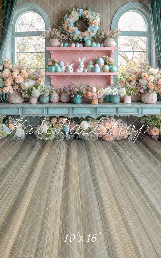 Kate Sweep Mur-à-Sol Pâques Fenêtre Fleurs Lapin Toile de fond conçue par Mini MakeBelieve - Kate Backdrop FR