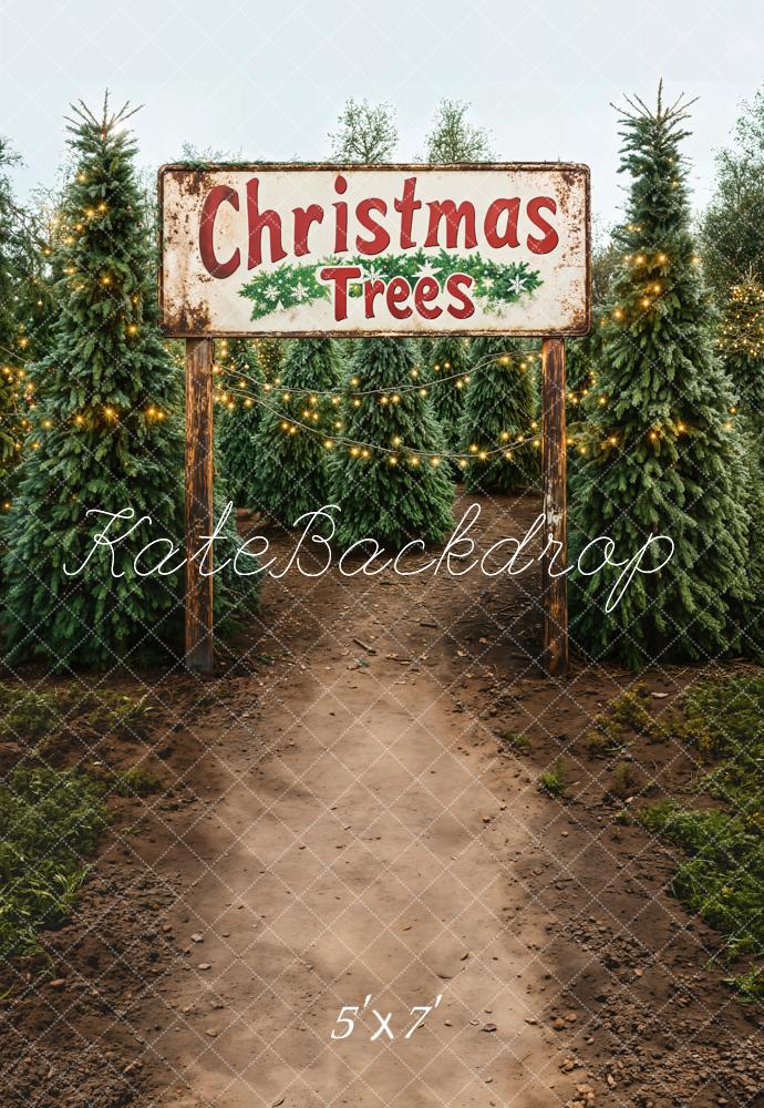 Kate Arbres de Noël Ferme Chemin Toile de fond conçue par Emetselch - Kate Backdrop FR