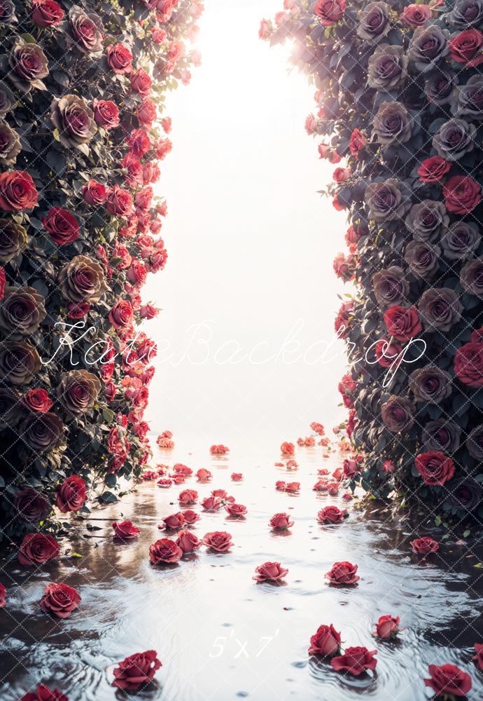 Kate Fleurs Rouge Portrait Élégant Toile de fond conçue par Emetselch - Kate Backdrop FR