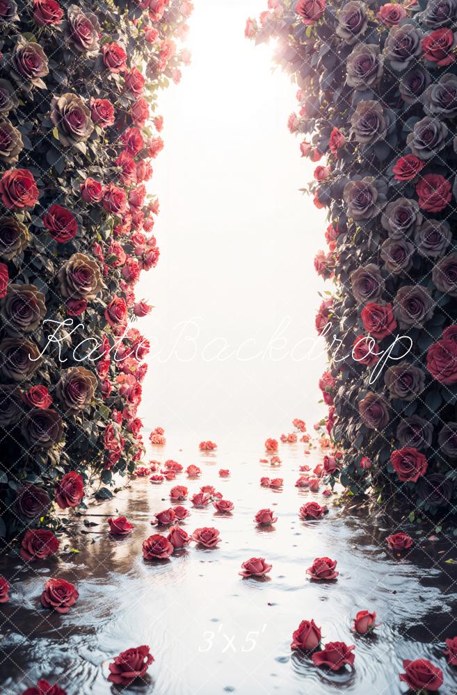 Kate Fleurs Rouge Portrait Élégant Toile de fond conçue par Emetselch - Kate Backdrop FR