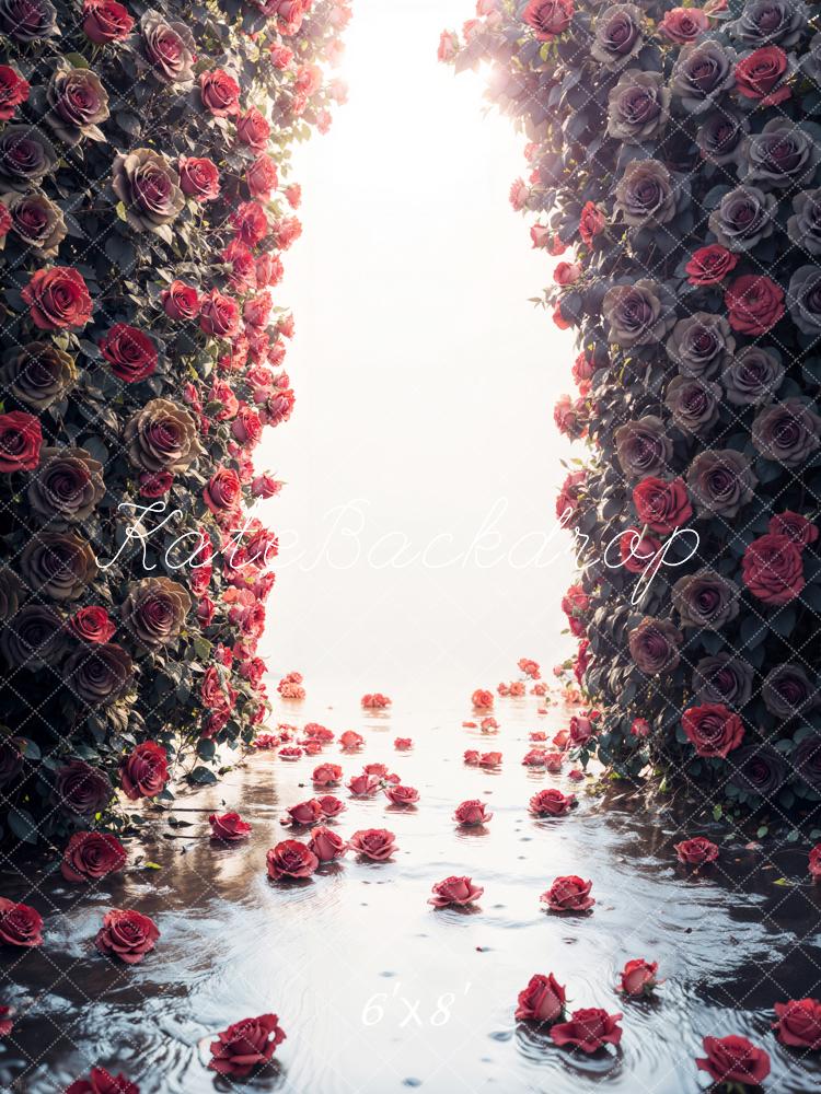 Kate Fleurs Rouge Portrait Élégant Toile de fond conçue par Emetselch - Kate Backdrop FR