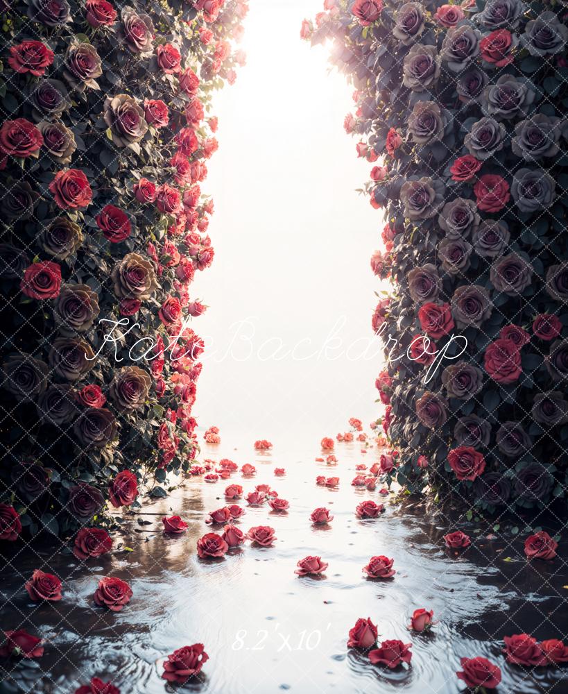 Kate Fleurs Rouge Portrait Élégant Toile de fond conçue par Emetselch - Kate Backdrop FR