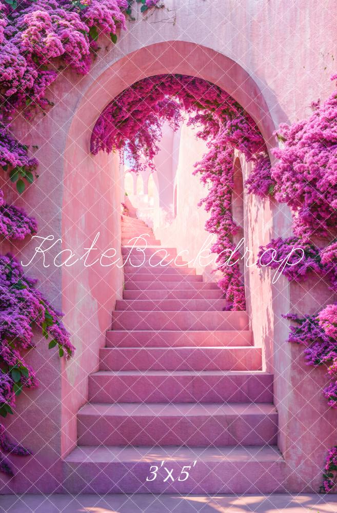 Kate Arche Escalier Fleurs Violet Toile de fond conçue par Emetselch - Kate Backdrop FR