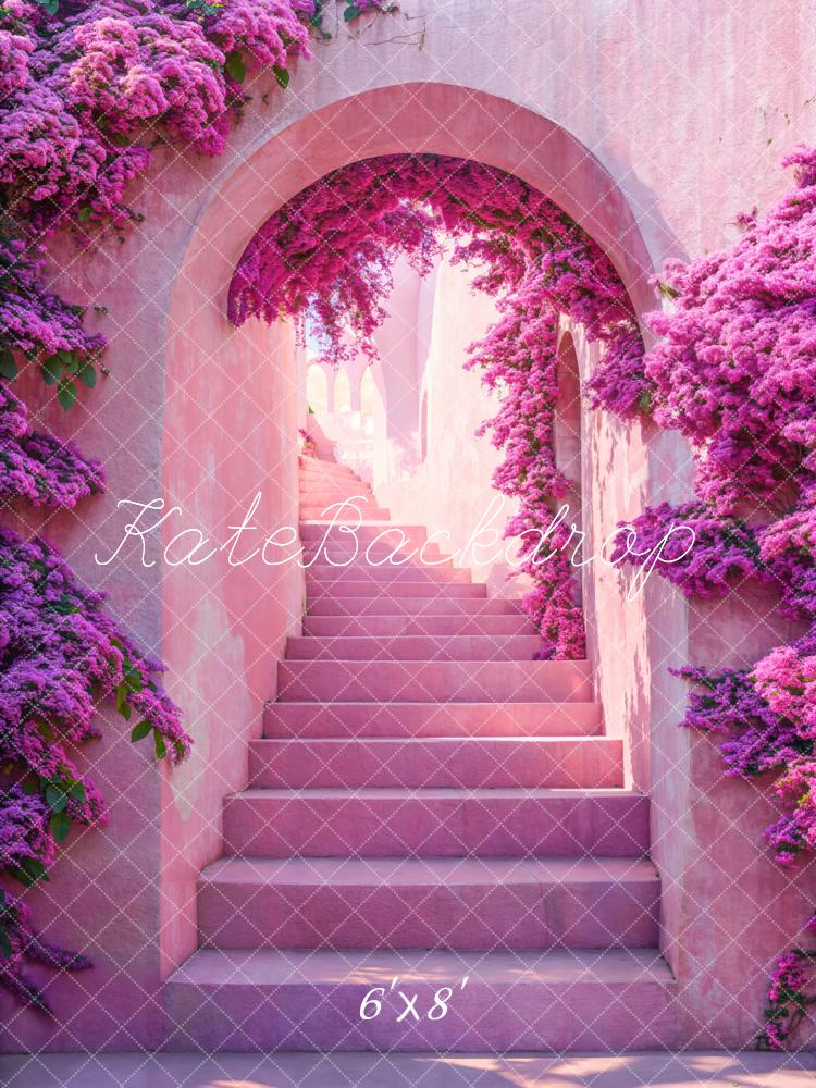 Kate Arche Escalier Fleurs Violet Toile de fond conçue par Emetselch - Kate Backdrop FR