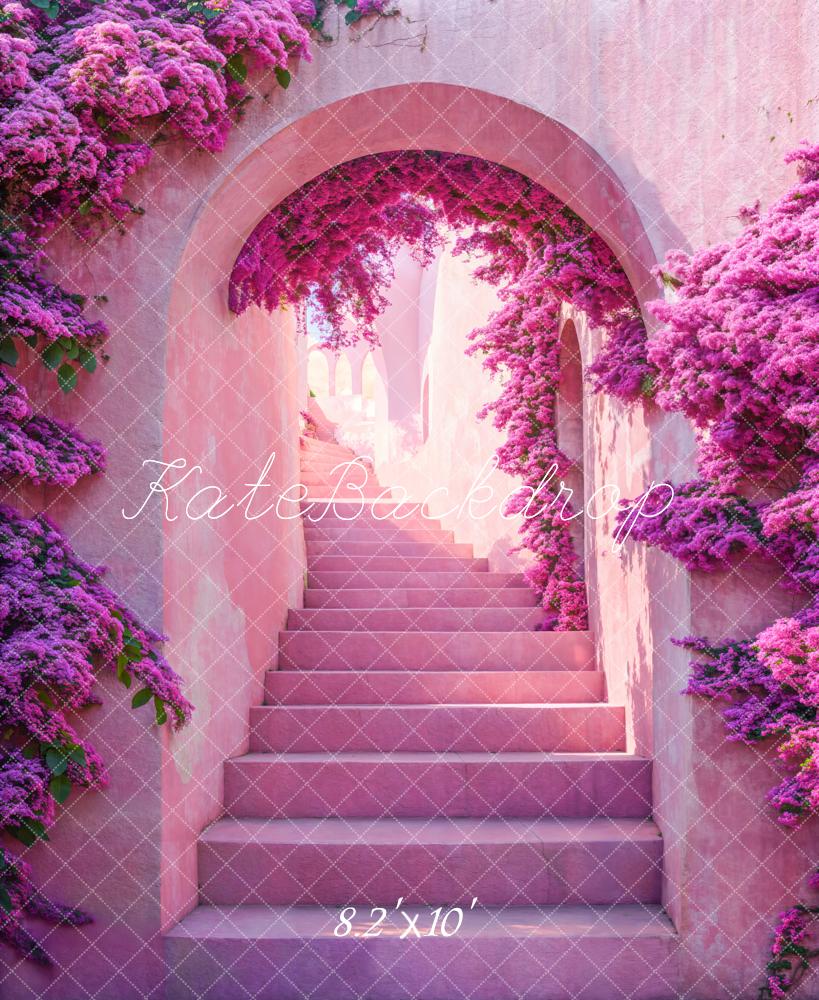 Kate Arche Escalier Fleurs Violet Toile de fond conçue par Emetselch - Kate Backdrop FR