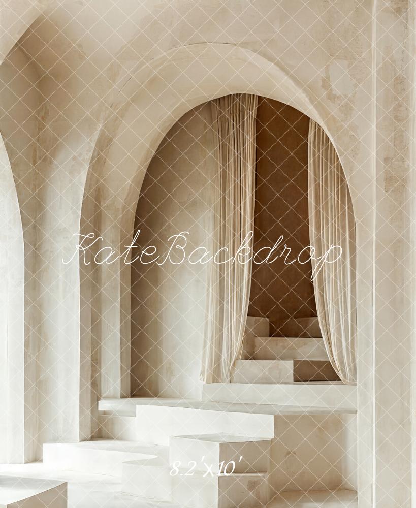 Kate Minimaliste Arche Escaliers Blanc Toile de fond conçue par Emetselch - Kate Backdrop FR