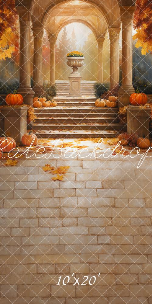 Kate Automne Citrouille Escaliers Jaune Toile de fond conçue par Emetselch - Kate Backdrop FR