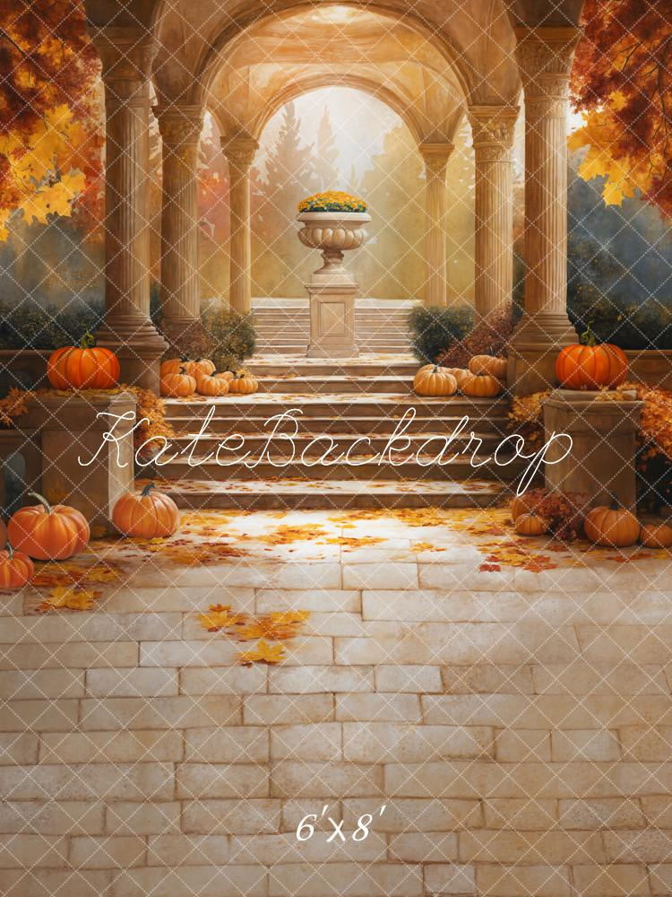 Kate Automne Citrouille Escaliers Jaune Toile de fond conçue par Emetselch - Kate Backdrop FR