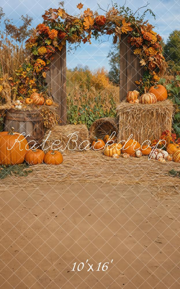 Kate Sweep Mur-à-Sol Automne Citrouille Récolte Arche Toile de fond conçue par Emetselch - Kate Backdrop FR