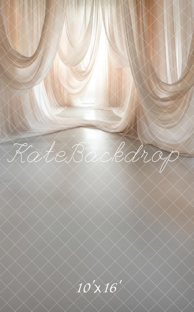 Kate Sweep Mur-à-Sol Rideaux Élégant Beige Toile de fond conçue par Lidia Redekopp - Kate Backdrop FR