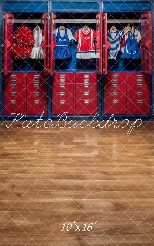 Kate Sweep Mur-à-Sol Sports Pom-pom girls Vestiaire Toile de fond conçue par Lidia Redekopp - Kate Backdrop FR