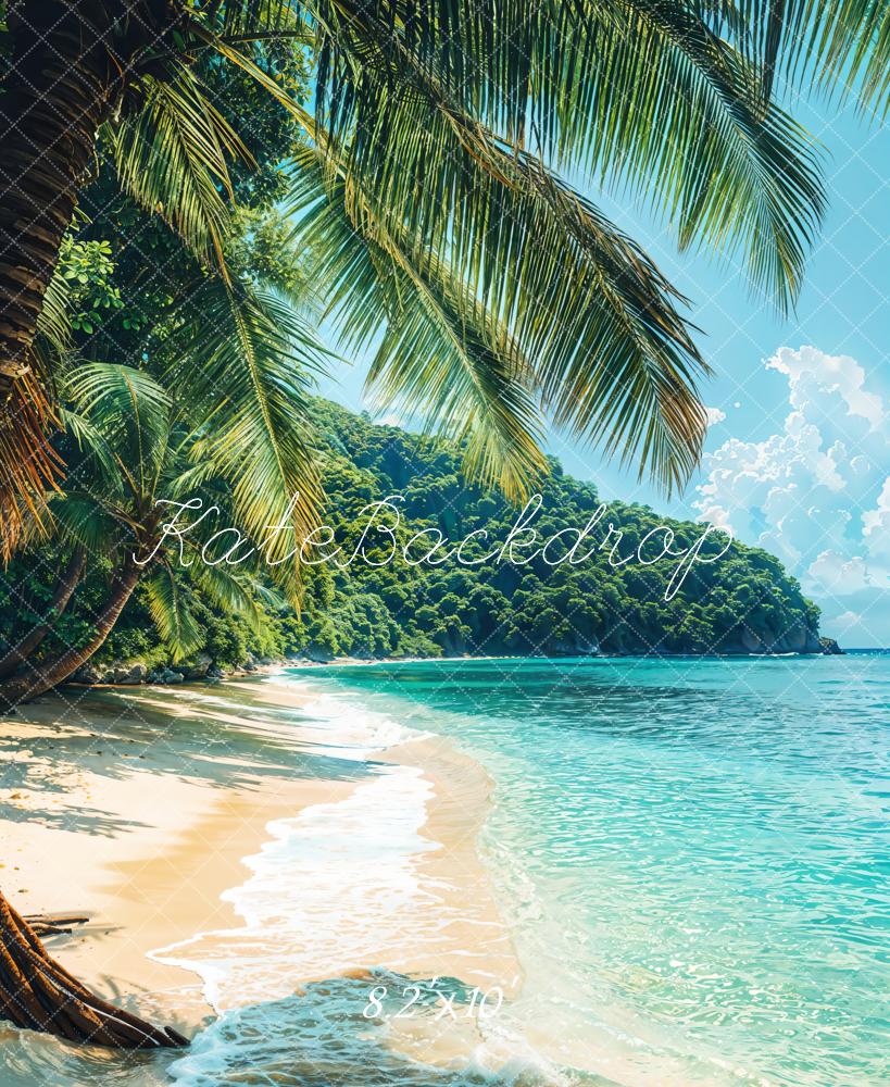Kate Plage Été Mer Tropical Palmiers Toile de fond conçue par Emetselch - Kate Backdrop FR