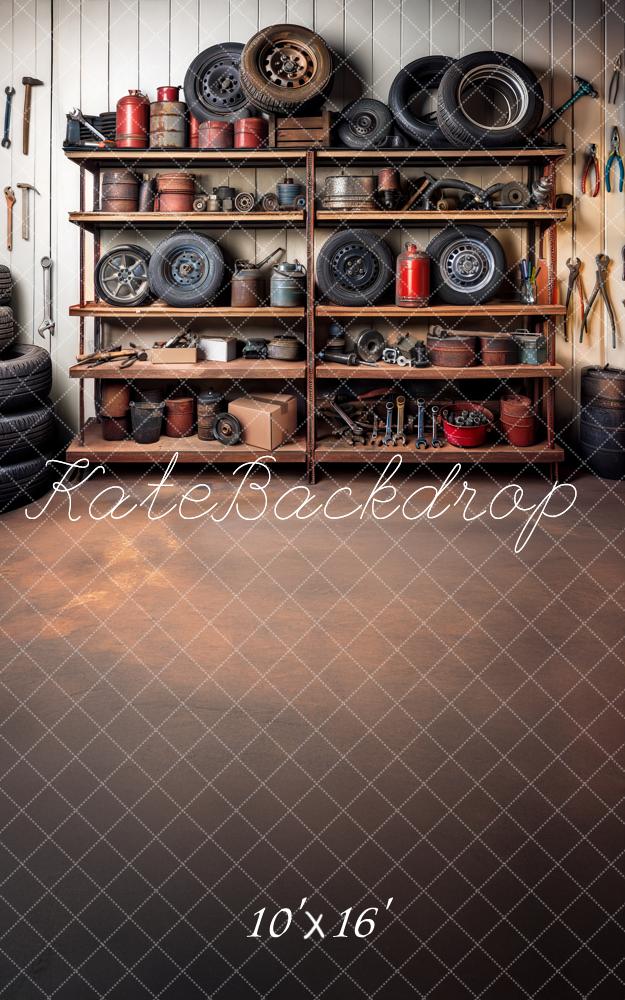 Kate Sweep Mur-à-Sol Fête des Pères Garage Outils Toile de fond conçue par Mandy Ringe - Kate Backdrop FR