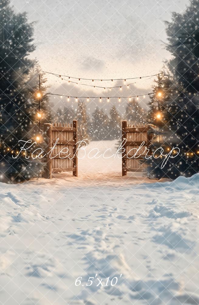Kate Hiver Neige Portail Noël Lumière Toile de fond conçue par Emetselch - Kate Backdrop FR