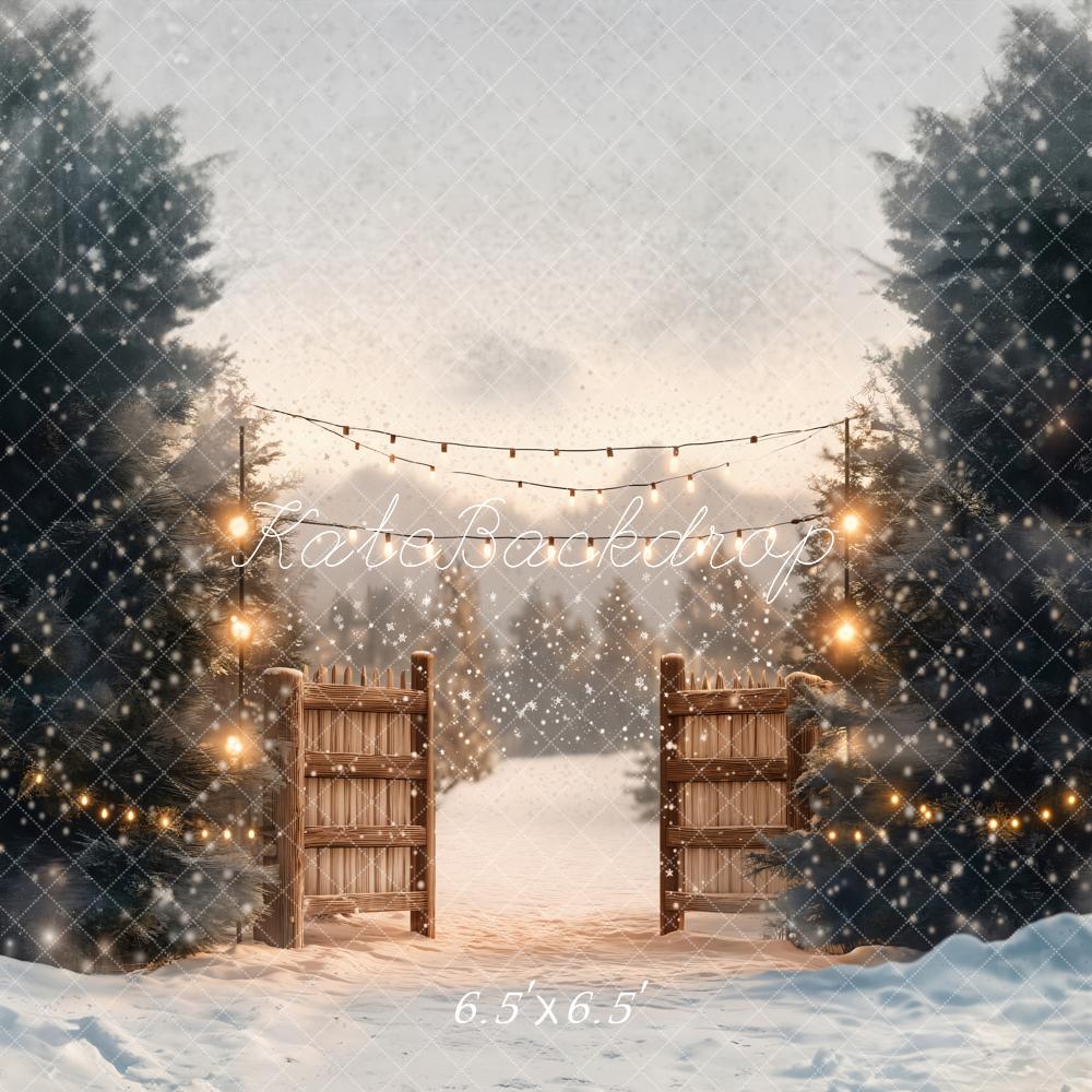 Kate Hiver Neige Portail Noël Lumière Toile de fond conçue par Emetselch - Kate Backdrop FR