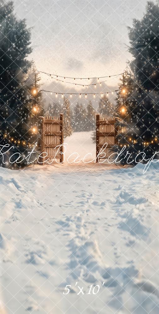 Kate Hiver Neige Portail Noël Lumière Toile de fond conçue par Emetselch - Kate Backdrop FR