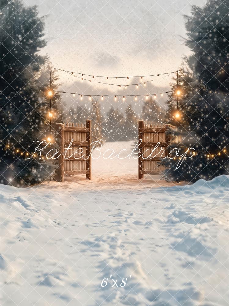 Kate Hiver Neige Portail Noël Lumière Toile de fond conçue par Emetselch - Kate Backdrop FR